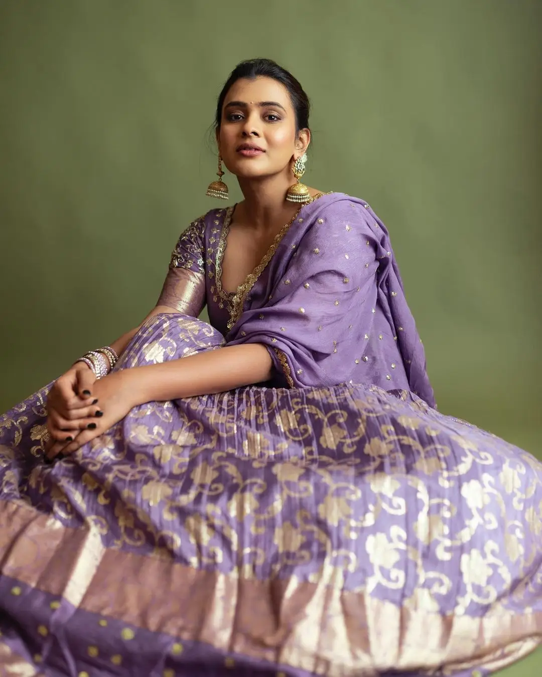 South Indian Actress Hebah Patel Stills in Violet Color Gown